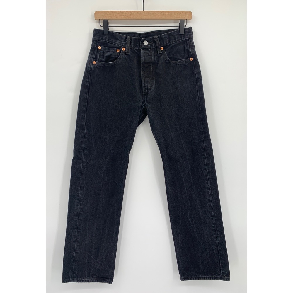 Levis 501 Jeans Mens 30x30 Black Straight Leg Button Fly Denim Workwear